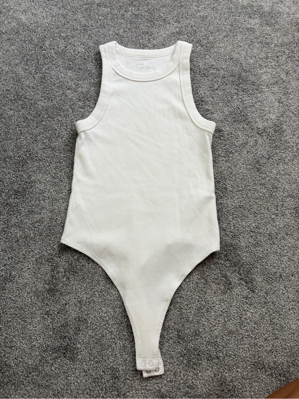 aerie White Ribbed Tank Bodysuit